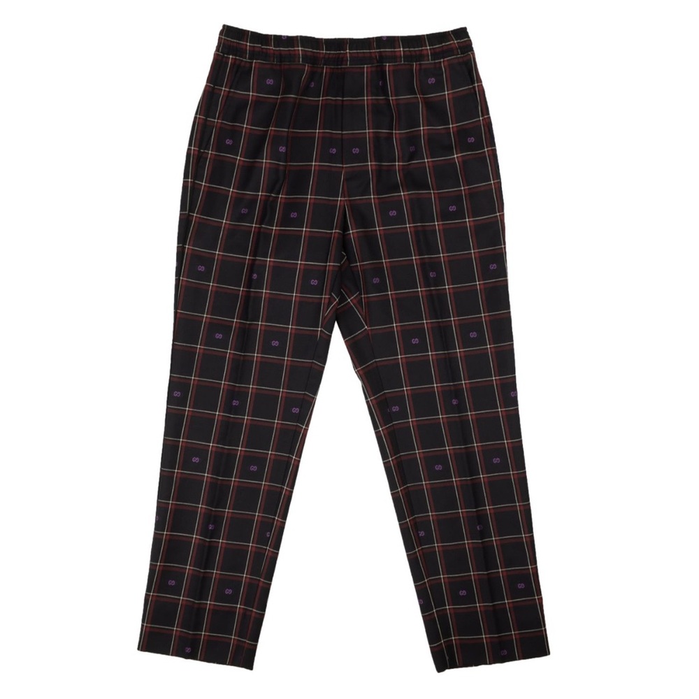 Gucci Men's Navy and Red Checkered Joggers style